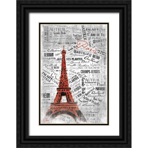 Eiffel C Black Ornate Wood Framed Art Print with Double Matting by OnRei