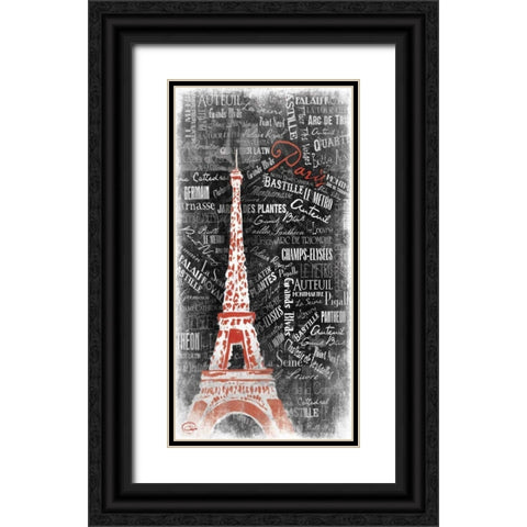 Eiffel LOVE Black Ornate Wood Framed Art Print with Double Matting by OnRei