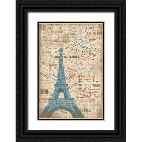 PARIS LOVE Black Ornate Wood Framed Art Print with Double Matting by OnRei