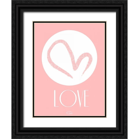 PINK LOVE Black Ornate Wood Framed Art Print with Double Matting by OnRei