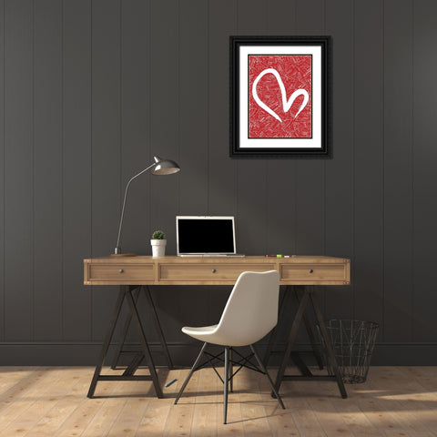 LOVE RED Black Ornate Wood Framed Art Print with Double Matting by OnRei