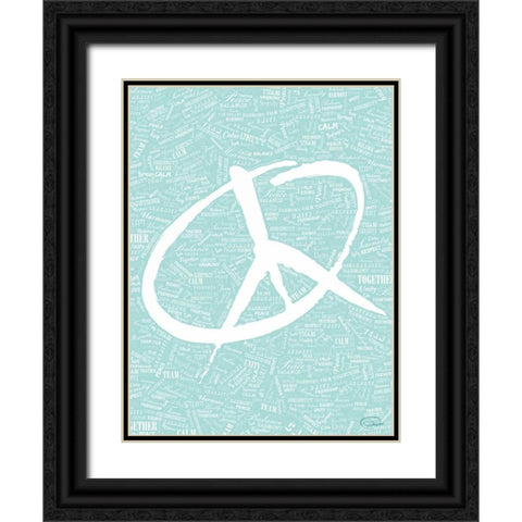 AQUA PEACE Black Ornate Wood Framed Art Print with Double Matting by OnRei