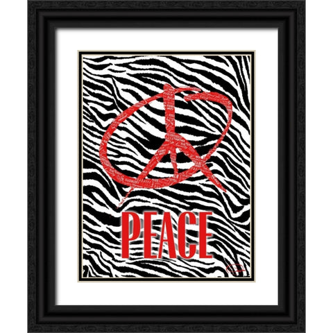 PEACE B Black Ornate Wood Framed Art Print with Double Matting by OnRei