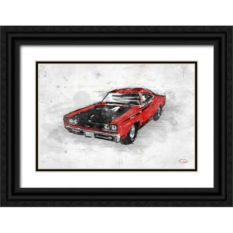 MuscleCar  A Black Ornate Wood Framed Art Print with Double Matting by OnRei