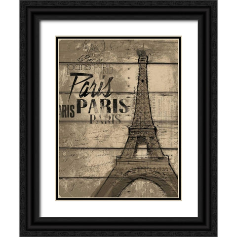 Natural Paris Clean Black Ornate Wood Framed Art Print with Double Matting by OnRei