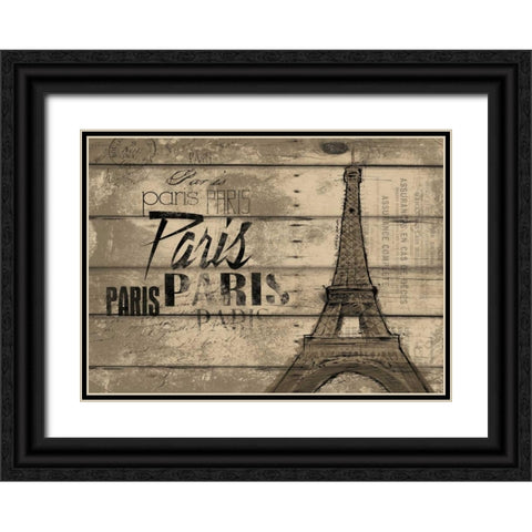 Natural Paris Clean Horizontal Black Ornate Wood Framed Art Print with Double Matting by OnRei