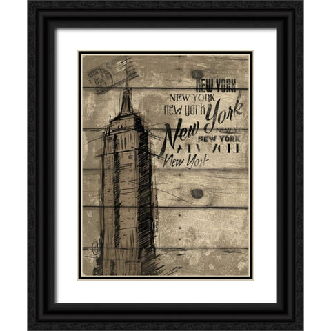 Natural New York Clean Black Ornate Wood Framed Art Print with Double Matting by OnRei