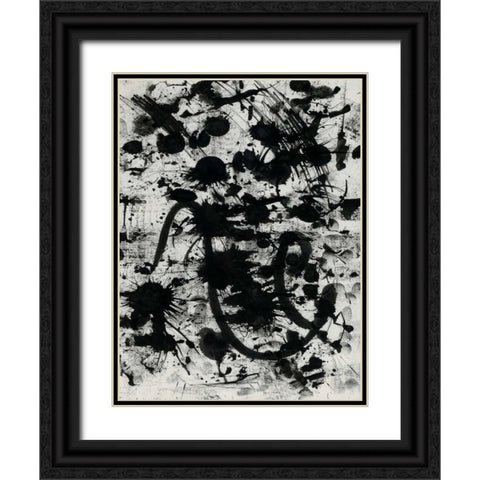 Splatter Black Ornate Wood Framed Art Print with Double Matting by OnRei