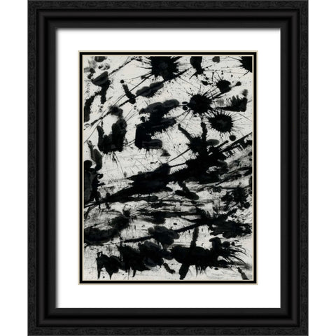 Splatter 2 Black Ornate Wood Framed Art Print with Double Matting by OnRei