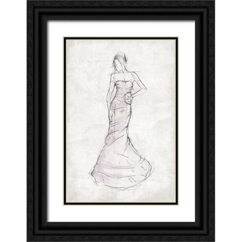 Fashion Dress Black Ornate Wood Framed Art Print with Double Matting by OnRei