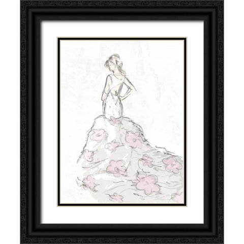 Fashion Flower Dress Black Ornate Wood Framed Art Print with Double Matting by OnRei