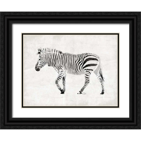 Zebra Black Ornate Wood Framed Art Print with Double Matting by OnRei