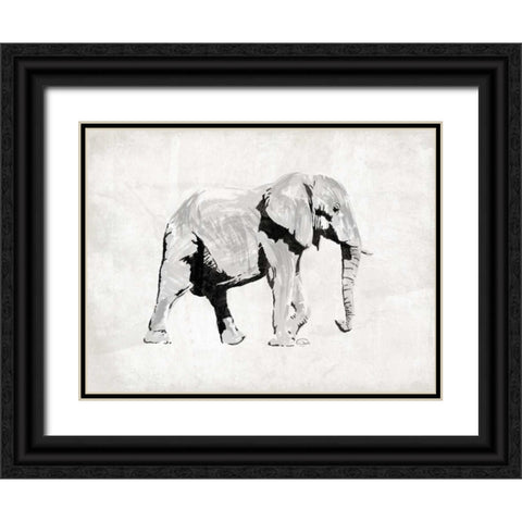 Elephant Black Ornate Wood Framed Art Print with Double Matting by OnRei