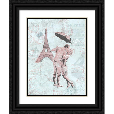 Romantic love Eiffel Black Ornate Wood Framed Art Print with Double Matting by OnRei