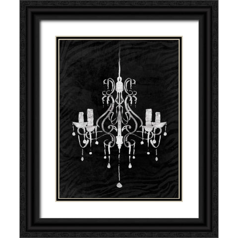 Black Chandelier 1 Black Ornate Wood Framed Art Print with Double Matting by OnRei