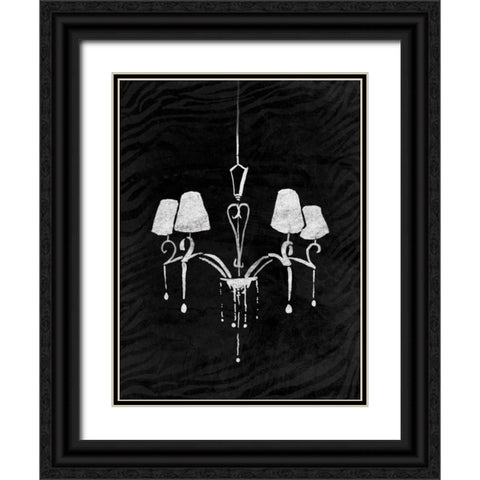 Black Chandelier 2 Black Ornate Wood Framed Art Print with Double Matting by OnRei