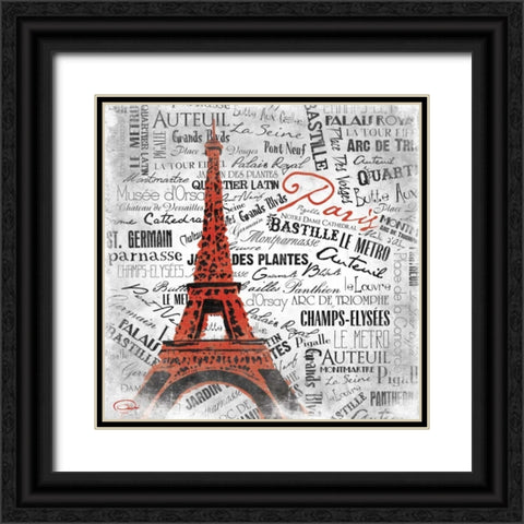 Eiffel Black Ornate Wood Framed Art Print with Double Matting by OnRei