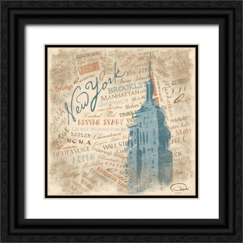 New York SQ Black Ornate Wood Framed Art Print with Double Matting by OnRei