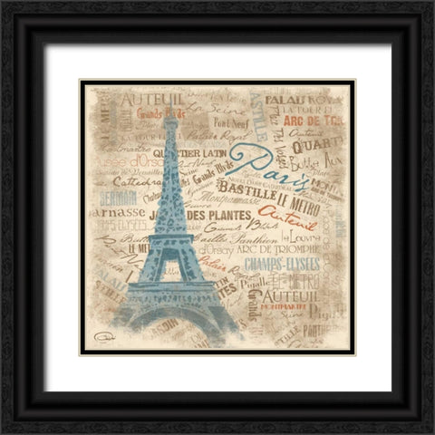 Paris SQ Black Ornate Wood Framed Art Print with Double Matting by OnRei