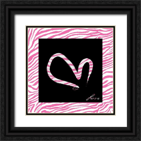 LOVE HOT PINK Black Ornate Wood Framed Art Print with Double Matting by OnRei