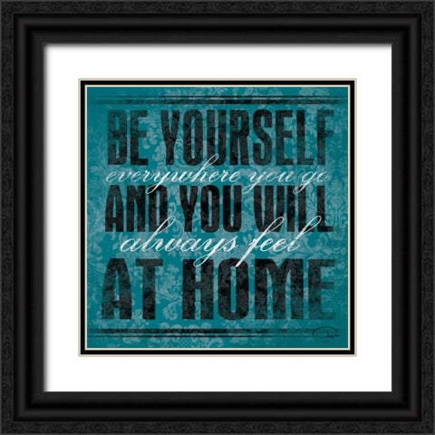 Be Yourself Teal Black Ornate Wood Framed Art Print with Double Matting by OnRei