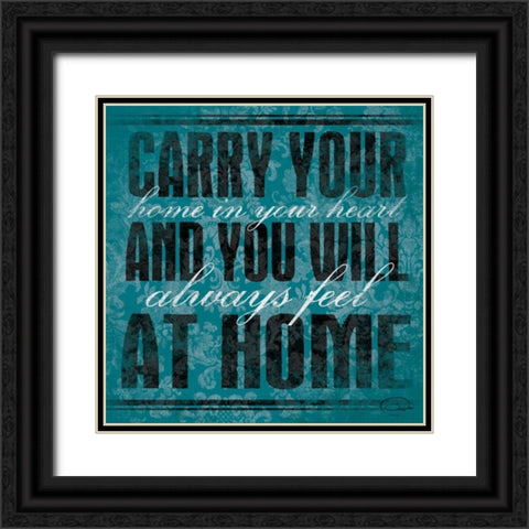 Carry  Your Teal Black Ornate Wood Framed Art Print with Double Matting by OnRei