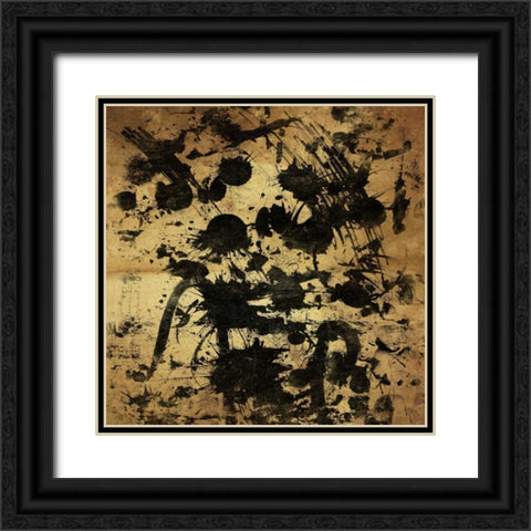 Splatter GOLD Black Ornate Wood Framed Art Print with Double Matting by OnRei