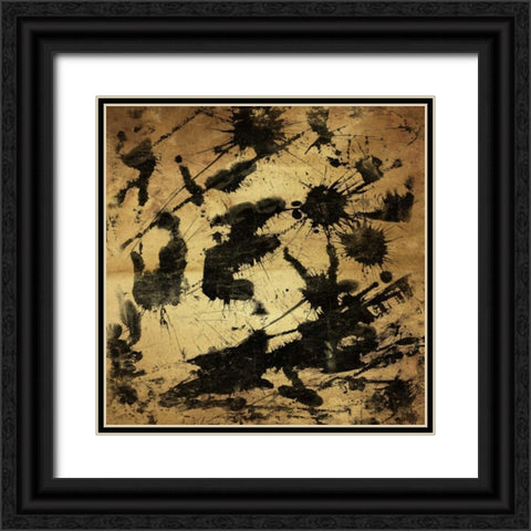 Splatter 2 GOLD Black Ornate Wood Framed Art Print with Double Matting by OnRei