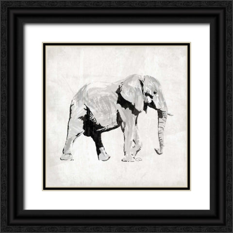 Elephant Black Ornate Wood Framed Art Print with Double Matting by OnRei