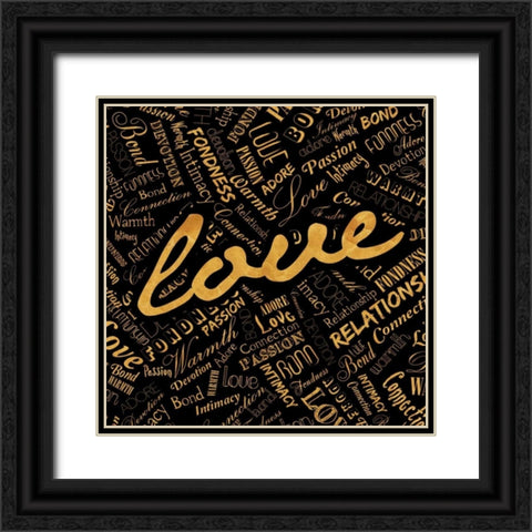 Gold Love Black Ornate Wood Framed Art Print with Double Matting by OnRei