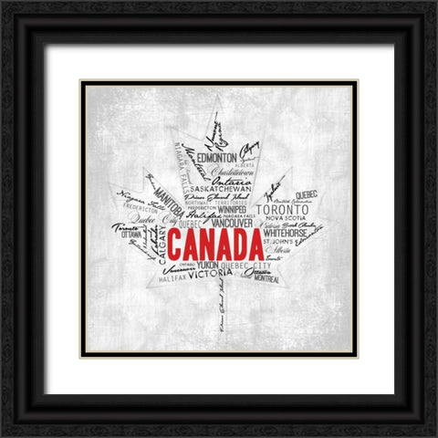 Canada Provinces Black Ornate Wood Framed Art Print with Double Matting by OnRei