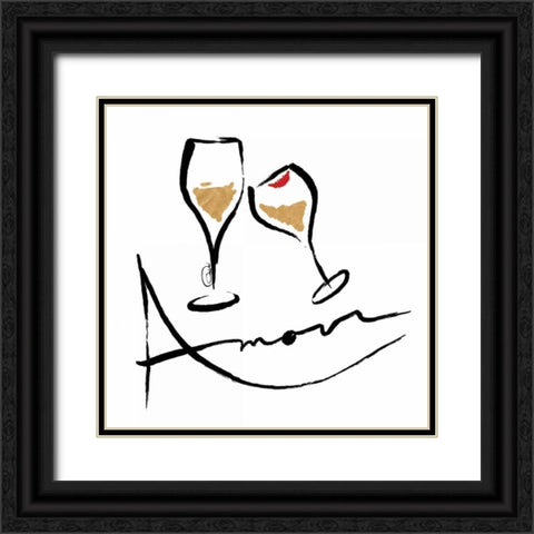 AMOUR Champagne Black Ornate Wood Framed Art Print with Double Matting by OnRei