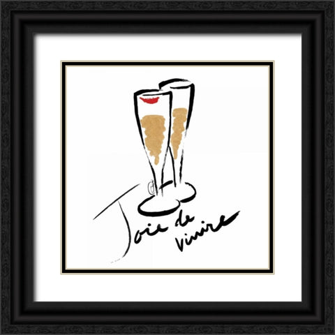 Joie de Vivire Champagne Black Ornate Wood Framed Art Print with Double Matting by OnRei