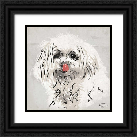 Wet Nose Black Ornate Wood Framed Art Print with Double Matting by OnRei