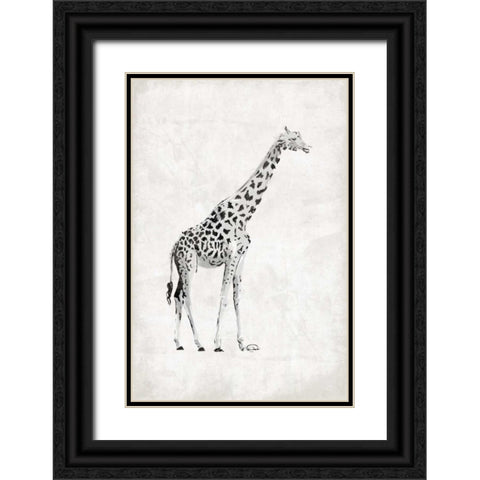 GIRAFFE Black Ornate Wood Framed Art Print with Double Matting by OnRei