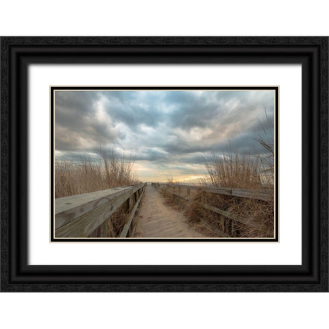 East Islip Sunset Black Ornate Wood Framed Art Print with Double Matting by DeLuca, Pat