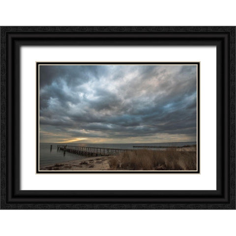 East Islip Sunset 2 Black Ornate Wood Framed Art Print with Double Matting by DeLuca, Pat