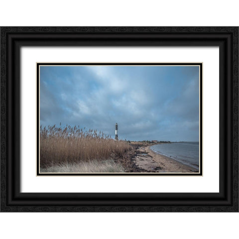 Fire Island Lighthouse Black Ornate Wood Framed Art Print with Double Matting by DeLuca, Pat