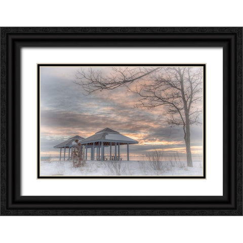 Blue Point Sunrise Black Ornate Wood Framed Art Print with Double Matting by DeLuca, Pat