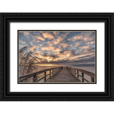 East Islip Sunrise Black Ornate Wood Framed Art Print with Double Matting by DeLuca, Pat