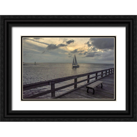 Cedar Beach Black Ornate Wood Framed Art Print with Double Matting by DeLuca, Pat