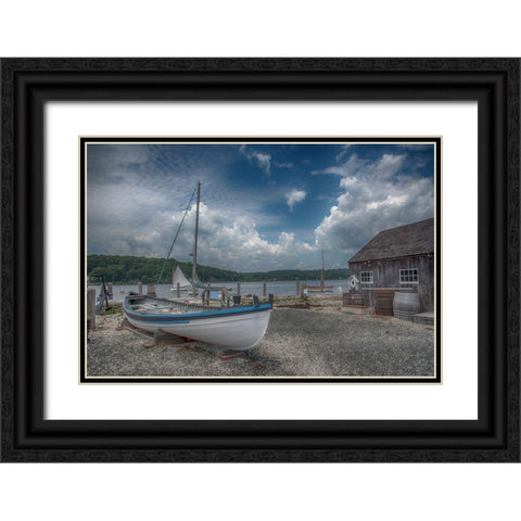 Mystic Seaport Black Ornate Wood Framed Art Print with Double Matting by DeLuca, Pat