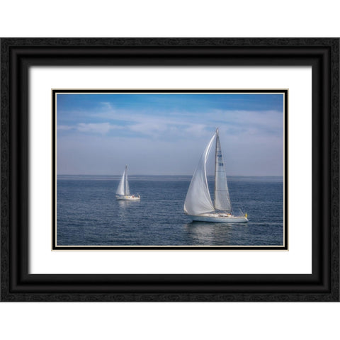 Sail Boats Black Ornate Wood Framed Art Print with Double Matting by DeLuca, Pat
