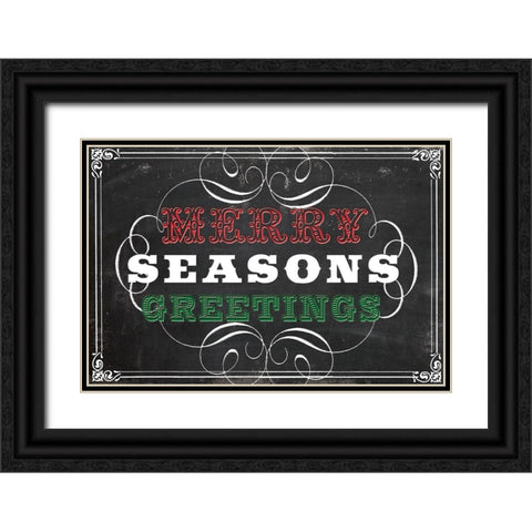 Holiday Chalk Black Ornate Wood Framed Art Print with Double Matting by Lula Bijoux And Company