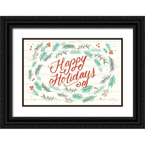 Happy Holidays 1 Black Ornate Wood Framed Art Print with Double Matting by Lula Bijoux And Company