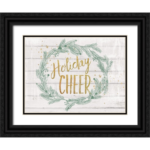 Holiday Cheer Black Ornate Wood Framed Art Print with Double Matting by Lula Bijoux And Company