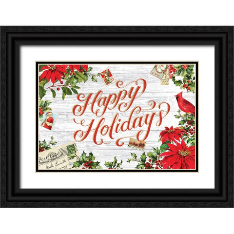 Xmas Collage 3 Black Ornate Wood Framed Art Print with Double Matting by Lula Bijoux And Company