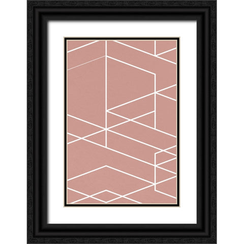 Rose Geometric 1 Black Ornate Wood Framed Art Print with Double Matting by Lula Bijoux and Company