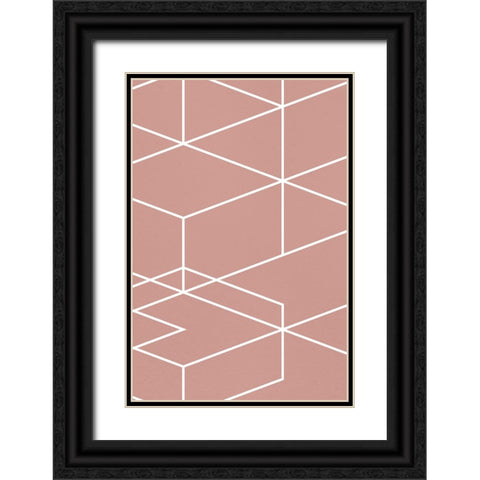 Rose Geometric 2 Black Ornate Wood Framed Art Print with Double Matting by Lula Bijoux and Company