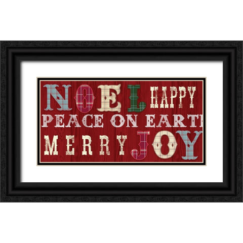 Noel Peace On Earth Black Ornate Wood Framed Art Print with Double Matting by Lula Bijoux And Company
